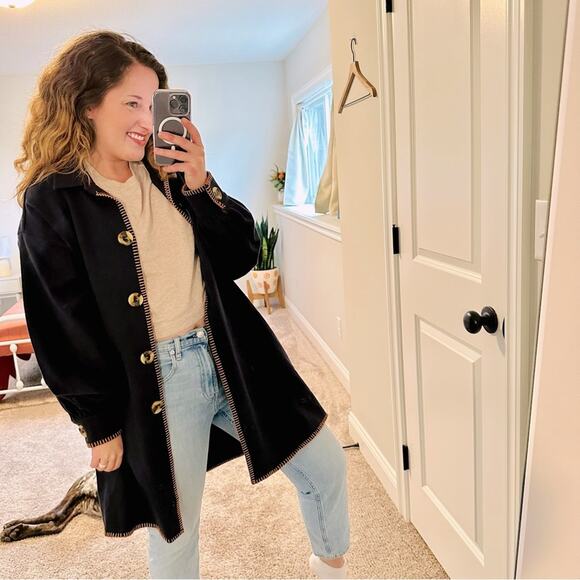 NWT SIEDRES Navy Blue Cotton Orange Jacket Medium - Picture 1 of 15